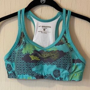 Brooks Women's Floral Sports Bra - Teal and Gray